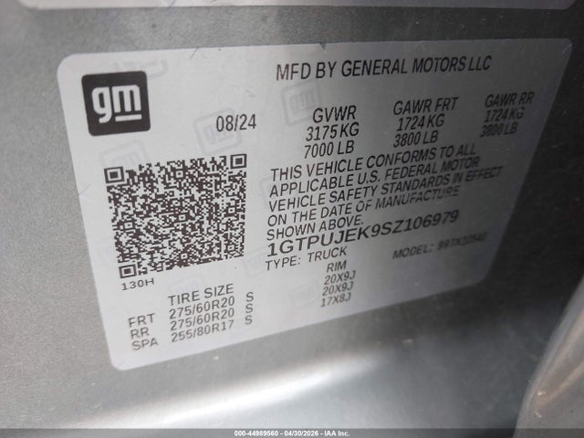 Продажа на аукционе авто 2025 Gmc Sierra 1500 4wd  Short Box Elevation With 3vl, vin: 1GTPUJEK9SZ106979, номер лота: 44989560