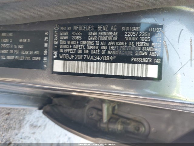 Aukcja sprzedaży 1997 Mercedes-benz E 300 Diesel, vin: WDBJF20F7VA347084, numer aukcji: 44989603