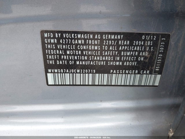 Продажа на аукционе авто 2012 Volkswagen Golf 2.5l 4-door, vin: WVWDB7AJ0CW220719, номер лота: 44989676