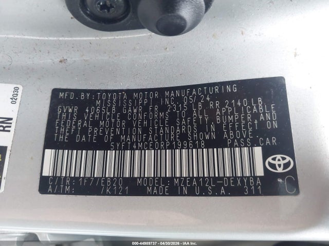 Aukcja sprzedaży 2024 Toyota Corolla Xse, vin: 5YFT4MCE0RP199618, numer aukcji: 44989737