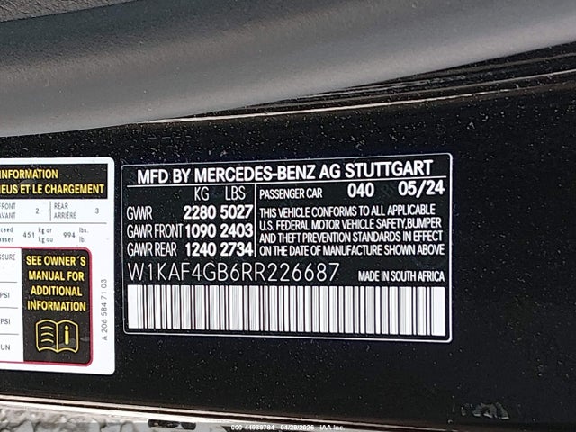 W1KAF4GB6RR226687 Mercedes-Benz C 300