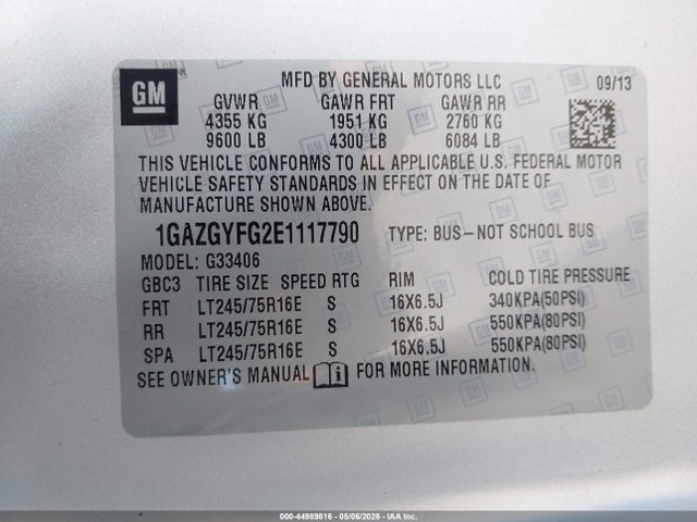 1GAZGYFG2E1117790 Chevrolet Express 3500 Lt