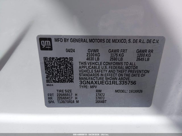 3GNAXUEG1RL335756 Chevrolet Equinox Awd Lt