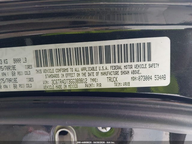 2016 Ram 2500 Slt მანქანა იყიდება აუქციონზე, vin: 3C6TR4DT3GG389812, აუქციონის ნომერი: 44989825
