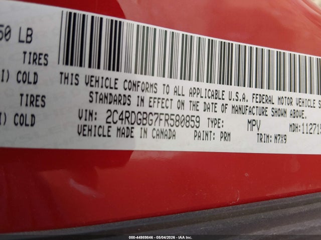 2C4RDGBG7FR580859 Dodge Grand Caravan Se