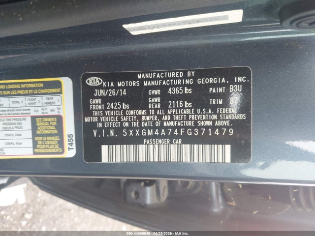 Продаж на аукціоні авто 2015 Kia Optima Lx, vin: 5XXGM4A74FG371479, номер лоту: 44989849