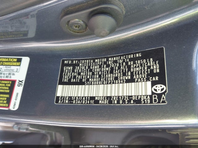 Toyota COROLLA L 2015 5YFBURHE0FP218942 Image 9