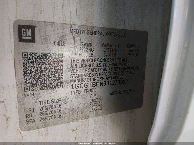 1GCGTBEN9J1270992 Chevrolet Colorado Wt