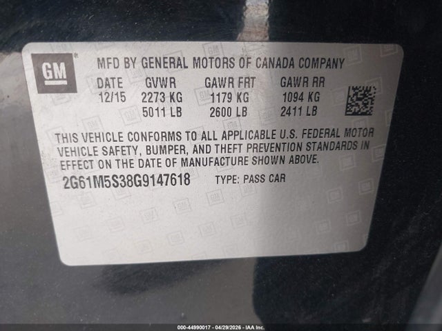 Продажа на аукционе авто 2016 Cadillac Xts Luxury Collection, vin: 2G61M5S38G9147618, номер лота: 44990017