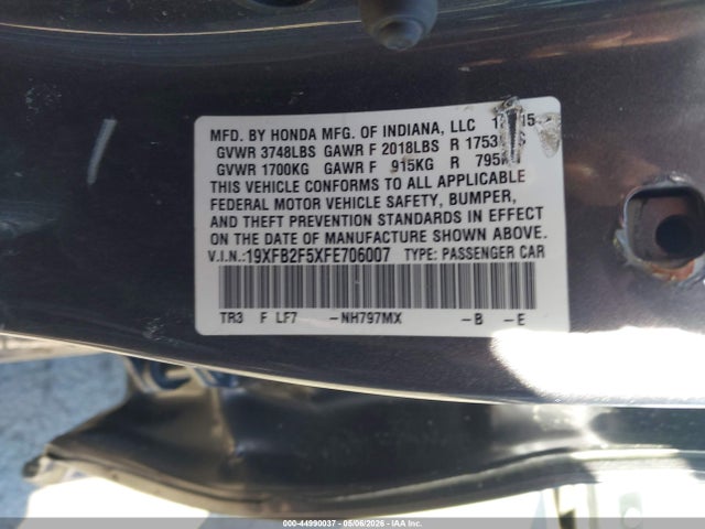 Honda Civic Lx 2015 19XFB2F5XFE706007 Image 9