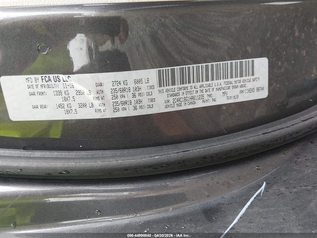 Aukcja sprzedaży 2017 Chrysler Pacifica Touring-l, vin: 2C4RC1BG1HR611235, numer aukcji: 44990040