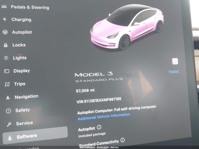 44990082 :رقم المزاد ، 5YJ3E1EAXMF987185 vin ، 2021 Tesla Model 3 Standard Range Plus Rear-wheel Drive مزاد بيع
