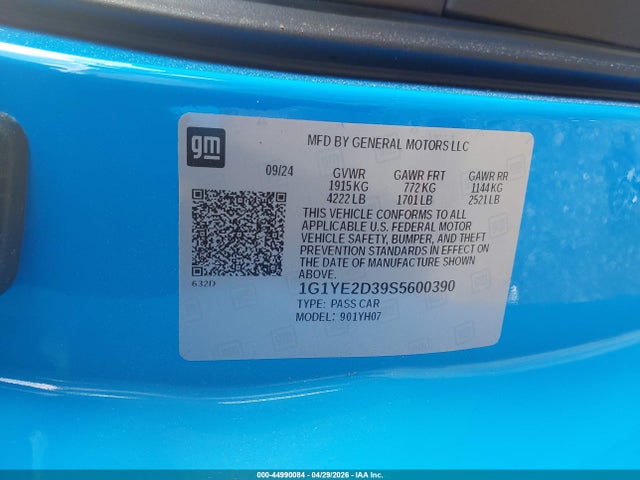 44990084 :رقم المزاد ، 1G1YE2D39S5600390 vin ، 2025 Chevrolet Corvette Z06 Rwd  2lz مزاد بيع