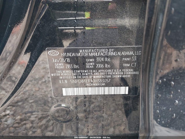 Продажа на аукционе авто 2018 Hyundai Elantra Sel, vin: 5NPD84LF4JH383057, номер лота: 44990097