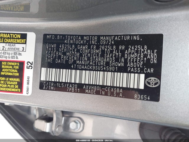 Продаж на аукціоні авто 2025 Toyota Camry Se, vin: 4T1DAACK9SU545901, номер лоту: 44990105