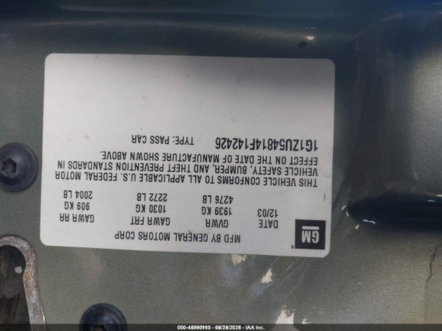 Aukcja sprzedaży 2004 Chevrolet Malibu Lt, vin: 1G1ZU54814F142426, numer aukcji: 44990113