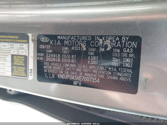 2014 Kia Soul + მანქანა იყიდება აუქციონზე, vin: KNDJP3A5XE7007354, აუქციონის ნომერი: 44990125