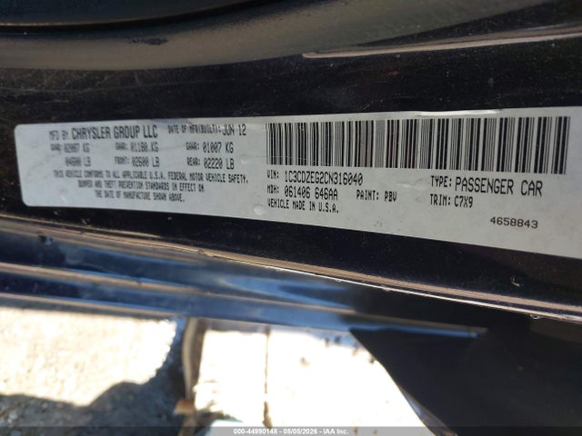 Продажа на аукционе авто 2012 Dodge Avenger Sxt Plus, vin: 1C3CDZEG2CN316040, номер лота: 44990148