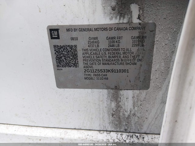 Chevrolet IMPALA LT 2019 2G11Z5S33K9110301 Image 9