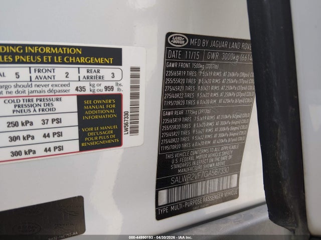 SALWR2VF7GA567330 Land Rover Range Rover Sport 3.0l V6 Supercharged Hse