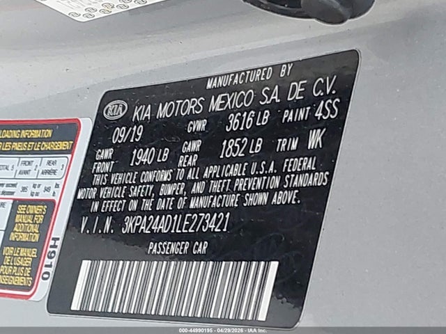 KIA RIO S 2020 3KPA24AD1LE273421 Image 9