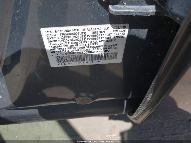 Aukcja sprzedaży 2011 Honda Pilot Ex-l, vin: 5FNYF4H52BB009862, numer aukcji: 44990244