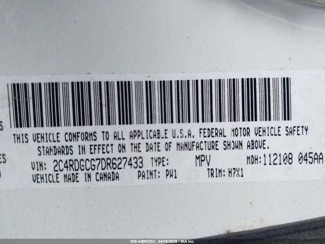 Продажа на аукционе авто 2013 Dodge Grand Caravan Sxt, vin: 2C4RDGCG7DR627433, номер лота: 44990252