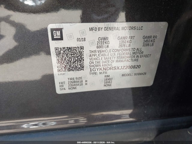 Aukcja sprzedaży 2018 Cadillac Xt5 Luxury, vin: 1GYKNDRSXJZ200820, numer aukcji: 44990306
