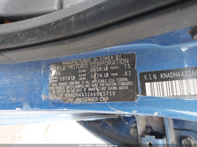 Aukcja sprzedaży 2010 Kia Rio Lx, vin: KNADH4A32A6645710, numer aukcji: 44990316