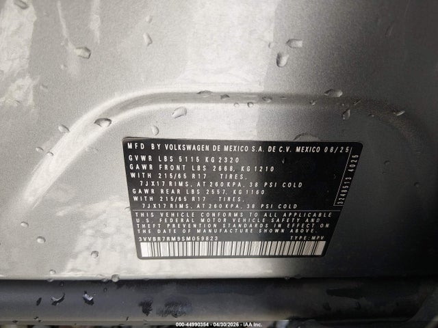 Aukcja sprzedaży 2025 Volkswagen Tiguan 2.0t S, vin: 3VVBR7RM9SM059823, numer aukcji: 44990354