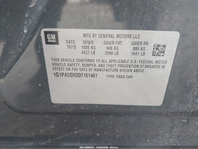 Aukcja sprzedaży 2013 Chevrolet Cruze Ls Auto, vin: 1G1PA5SH3D7161461, numer aukcji: 44990357