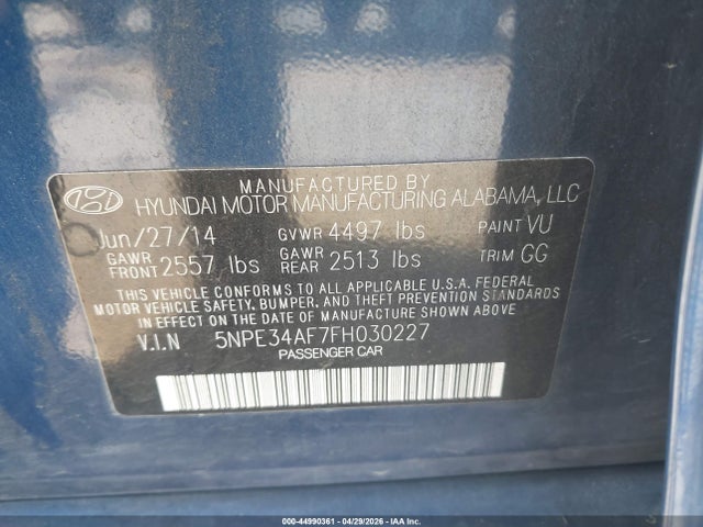 5NPE34AF7FH030227 Hyundai Sonata Sport