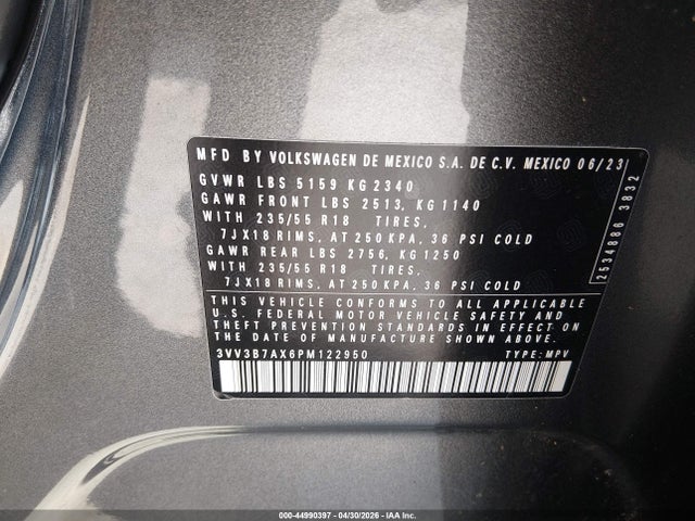 3VV3B7AX6PM122950 Volkswagen Tiguan 2.0t Se