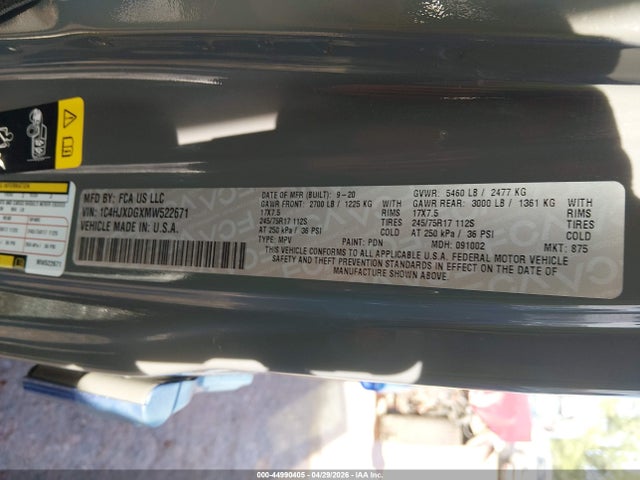 Продаж на аукціоні авто 2021 Jeep Wrangler Unlimited Sport S 4x4, vin: 1C4HJXDGXMW522671, номер лоту: 44990405