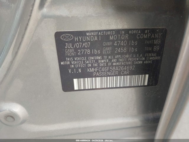 Aukcja sprzedaży 2008 Hyundai Azera Limited, vin: KMHFC46F58A264692, numer aukcji: 44990424