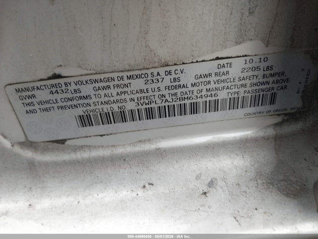 Продаж на аукціоні авто 2011 Volkswagen Jetta Sportwagen 2.0l Tdi, vin: 3VWPL7AJ2BM634946, номер лоту: 44990455