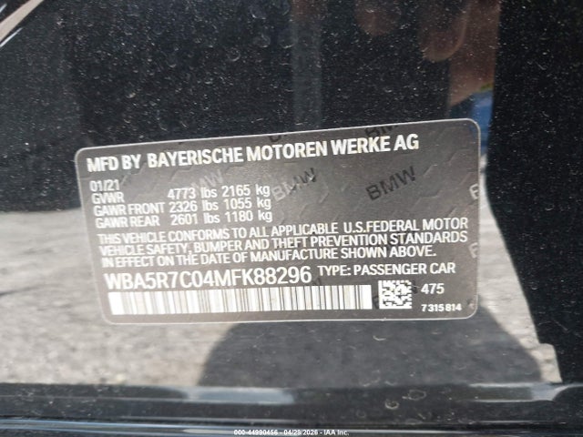 Продаж на аукціоні авто 2021 Bmw 330i Xdrive, vin: WBA5R7C04MFK88296, номер лоту: 44990456