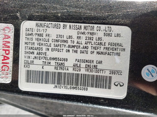 JN1EV7EL6HM554069 Infiniti Q60 3.0t Premium