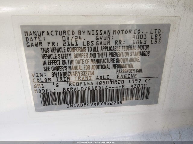3N1AB8CV4RY332744 Nissan Sentra Sv Xtronic Cvt