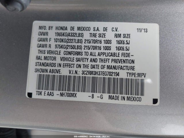 Aukcja sprzedaży 2014 Honda Cr-v Lx, vin: 3CZRM3H37EG702194, numer aukcji: 44990562
