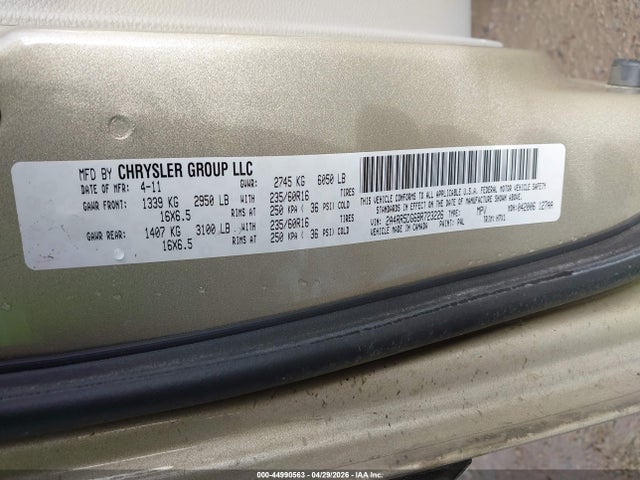 Продажа на аукционе авто 2011 Chrysler Town & Country Touring, vin: 2A4RR5DG6BR723226, номер лота: 44990563
