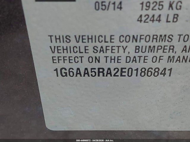 44990572 :رقم المزاد ، 1G6AA5RA2E0186841 vin ، 2014 Cadillac Ats Standard مزاد بيع