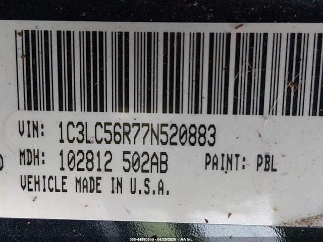 Продажа на аукционе авто 2007 Chrysler Sebring Touring, vin: 1C3LC56R77N520883, номер лота: 44990599