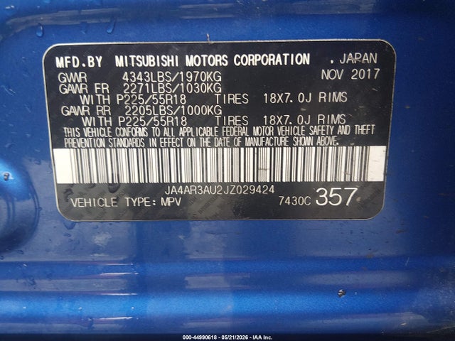 Aukcja sprzedaży 2018 Mitsubishi Outlander Sport 2.0 Le, vin: JA4AR3AU2JZ029424, numer aukcji: 44990618