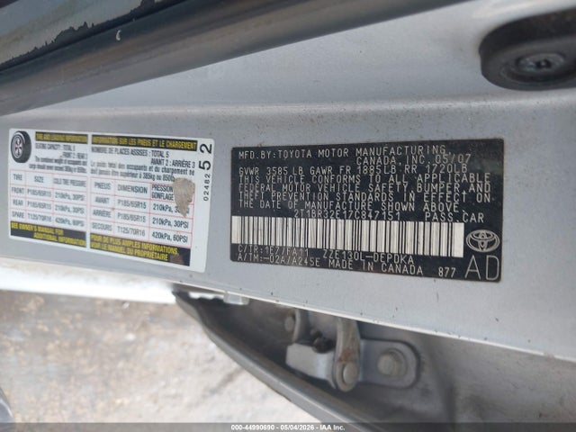 Продаж на аукціоні авто 2007 Toyota Corolla Ce, vin: 2T1BR32E17C847151, номер лоту: 44990690