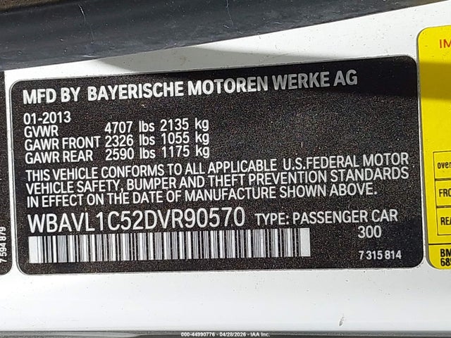 Aukcja sprzedaży 2013 Bmw X1 Xdrive28i, vin: WBAVL1C52DVR90570, numer aukcji: 44990776