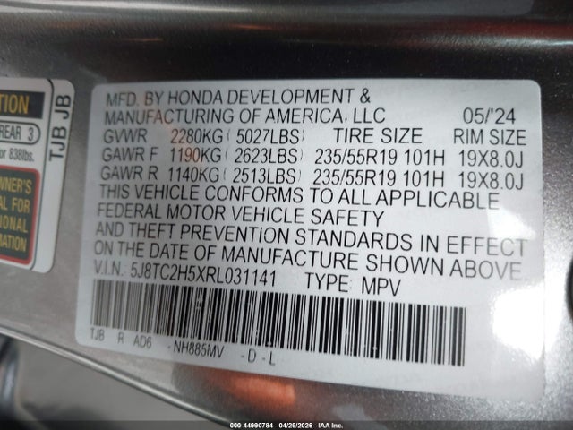 Aukcja sprzedaży 2024 Acura Rdx Technology Package, vin: 5J8TC2H5XRL031141, numer aukcji: 44990784