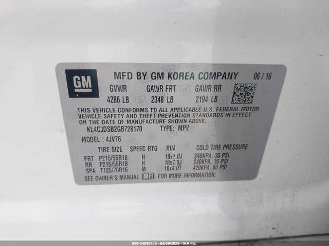 KL4CJDSB2GB728170 Buick Encore Premium