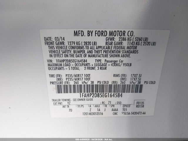 2014 Ford Taurus Se მანქანა იყიდება აუქციონზე, vin: 1FAHP2D85EG164584, აუქციონის ნომერი: 44990828