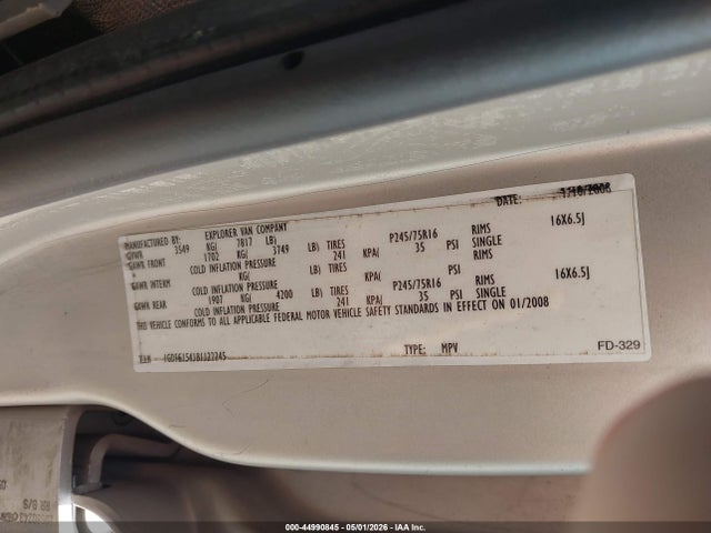 Продажа на аукционе авто 2008 Gmc Savana Upfitter, vin: 1GDFG154181122245, номер лота: 44990845